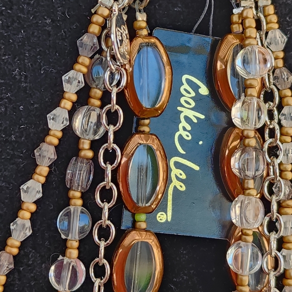 Cookie Lee Bronze and Silver Multi-Strand Necklace #89775 NWT - Picture 3 of 7